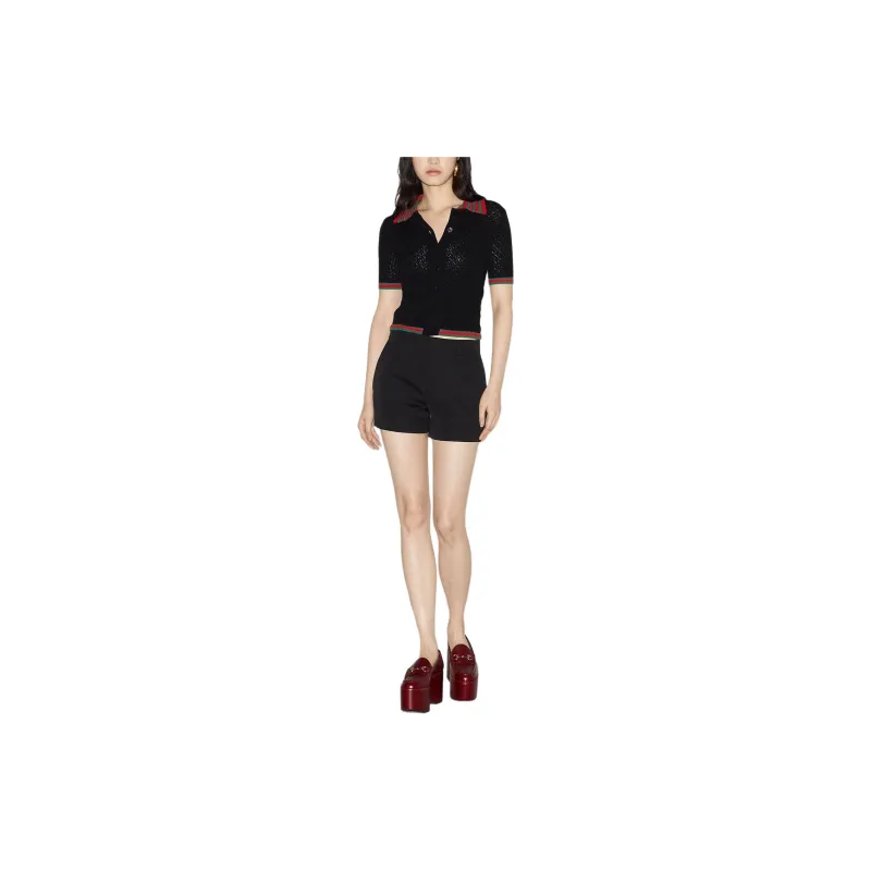 GUCCI Web trim Crochet knit Cardigan-1