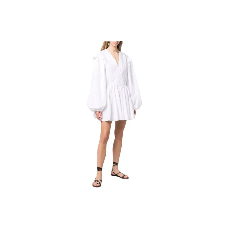 Patou Ballon Sleeved V Neck Mini Dress-2