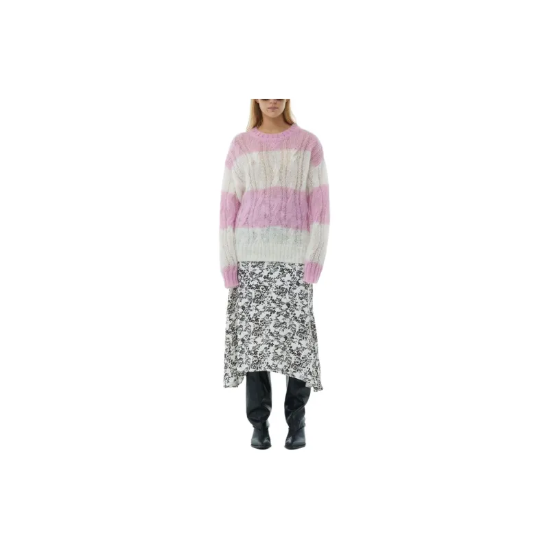 GANNI Striped Crewneck Jumper-2