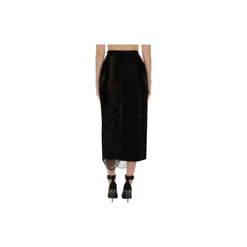 Alexander McQueen Armor Stitch Fringed Skirt-3