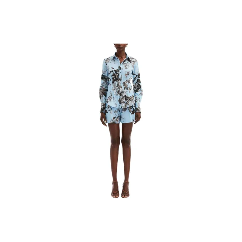 OSCAR DE LA RENTA Floral-print Pleat-detail Shirt-1