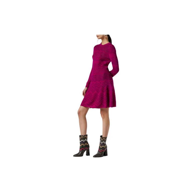 MISSONI Long Sleeved Dresses Women's Burgundy Purple-3