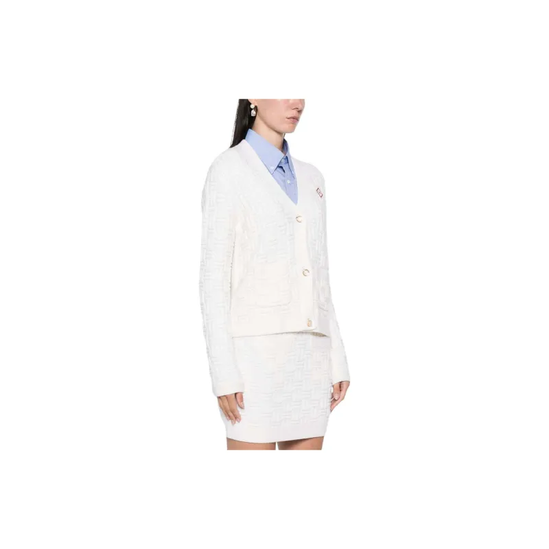 CASABLANCA Logo Patch Knit Cardigan-3