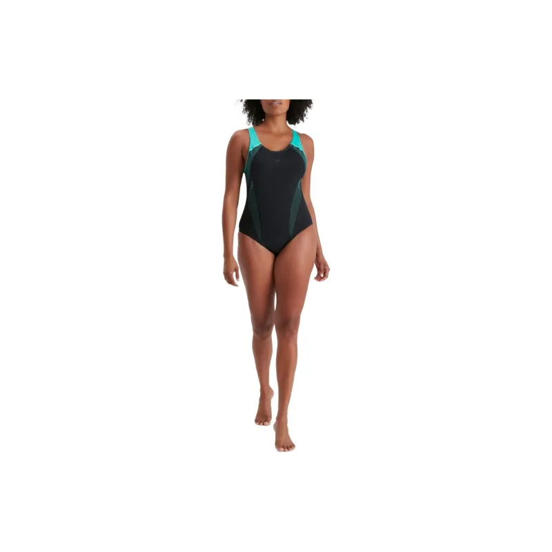 Speedo Placement Laneback One-piece Swimsuit Women's Marine Blue-3