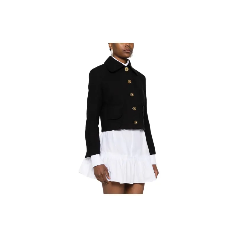 Patou Button-Up Cropped Tweed Jacket-5