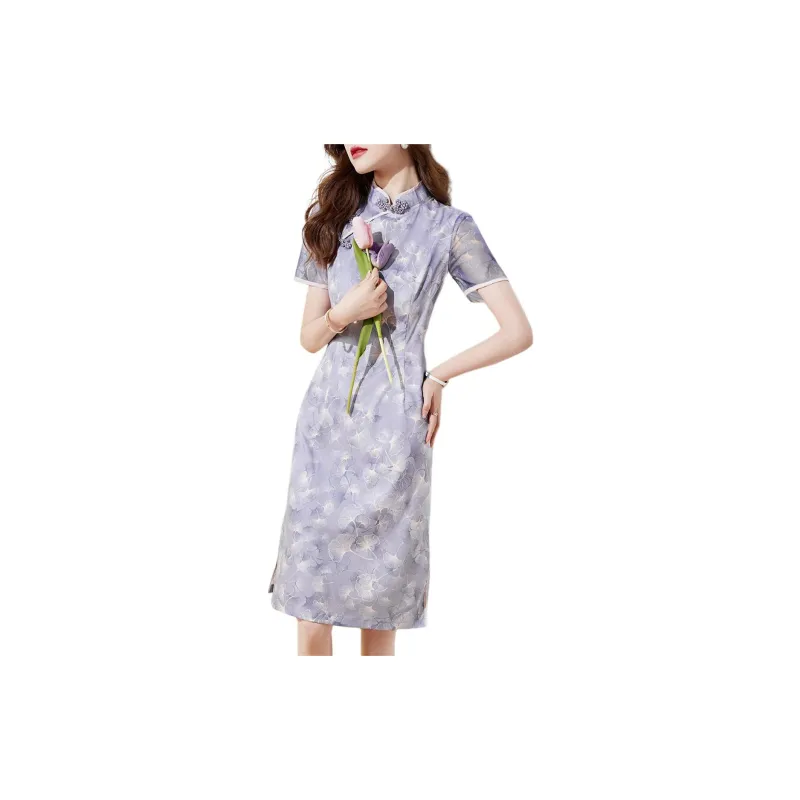 Mo Han Yi Mei Short Sleeved Dress Women's Purple-1