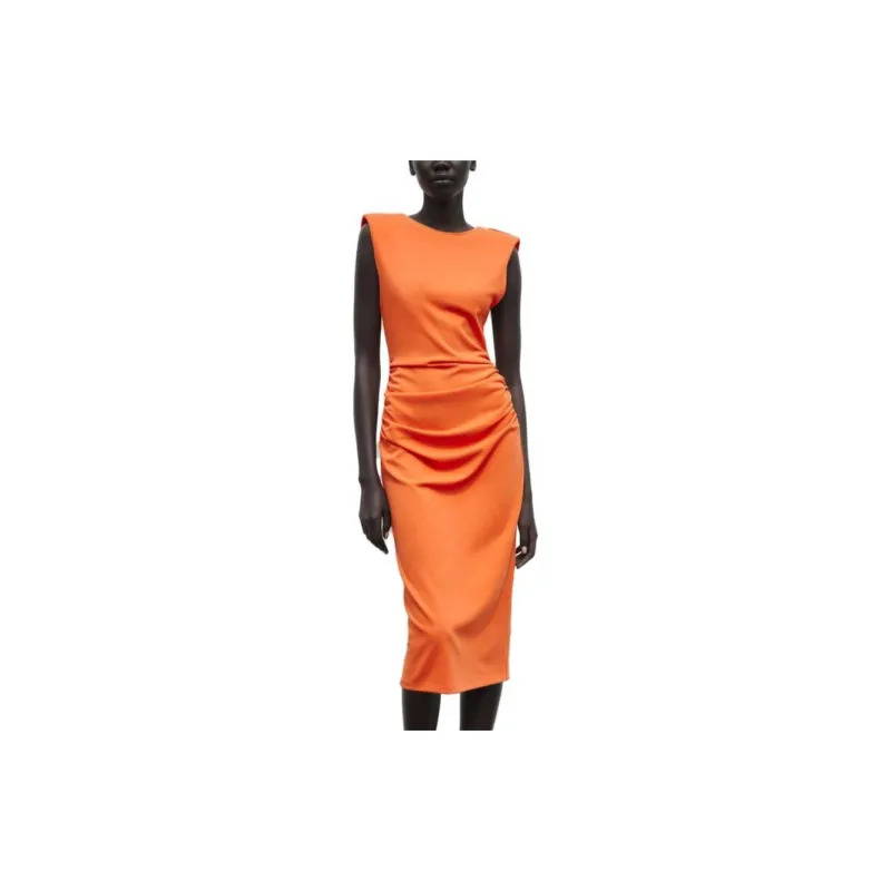 ZARA Sleeveless Dress Women's Dark Orange-3