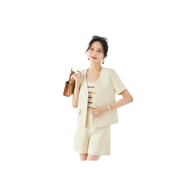 TERRE BLEUE Casual Suit Women's Cheese White-4
