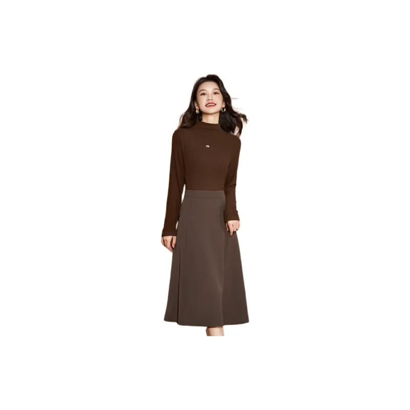 Mylan Long Sleeved Dresses Women's Coffee-2