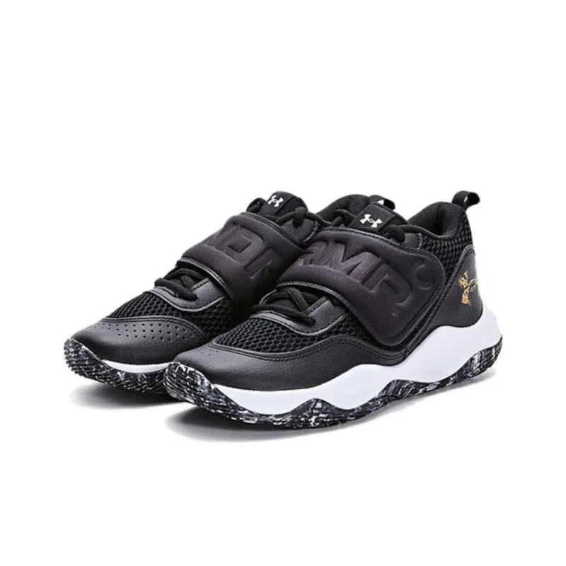 Under Armour Slip Resistant Low Top Children's Basketball Shoes Black Teenagers-2