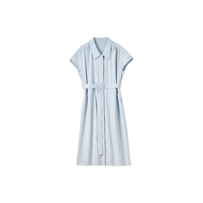 SENTUBILA Short Sleeved Dresses Women's Light Blue-7