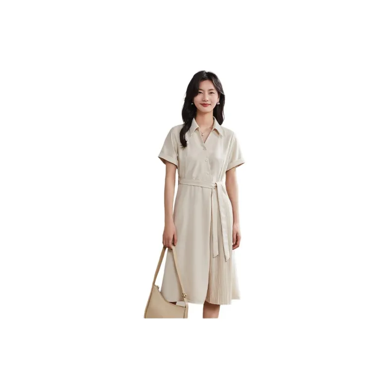 Coonesha Short Sleeved Dresses Women's Beige-2