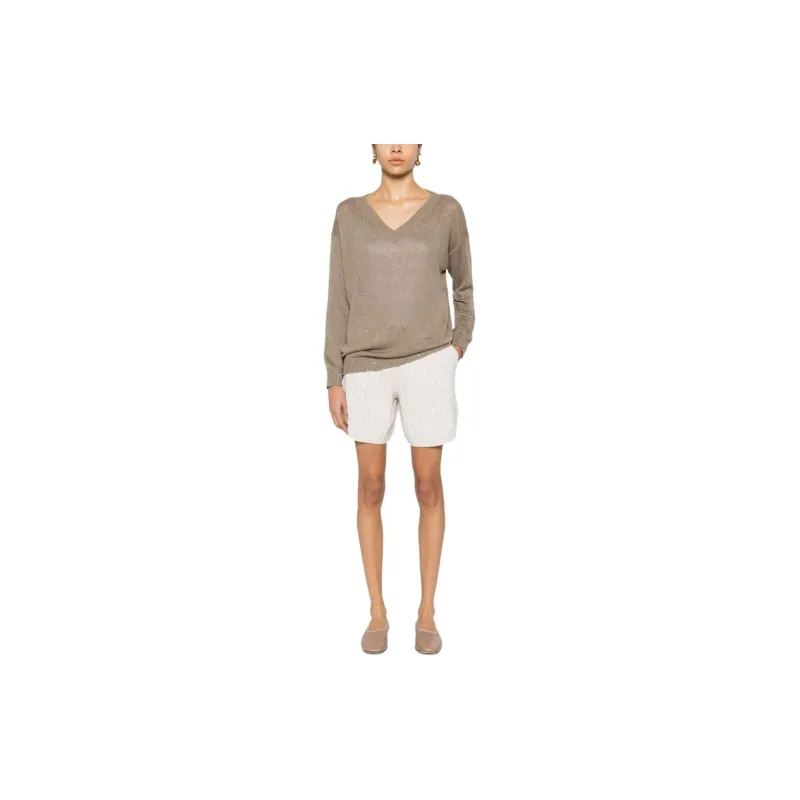 Brunello Cucinelli Sequin Embellished Knit Shorts-1