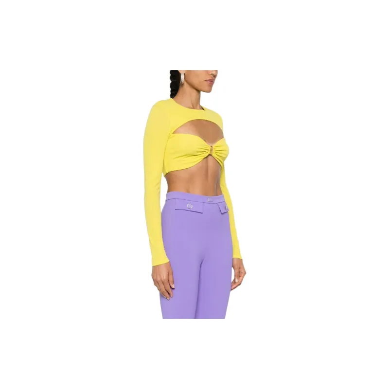 Elisabetta Franchi Cut-Out Cropped Long-Sleeved Top-3