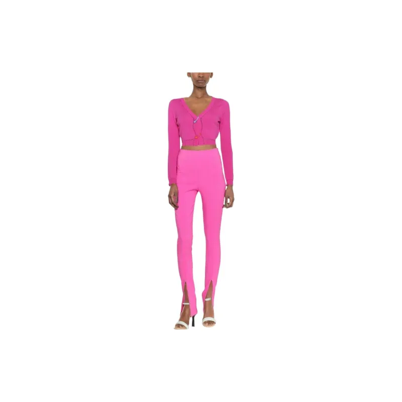 VERSACE Pin Embellished Fine Rib Cardigan 'Fuchsia'-1