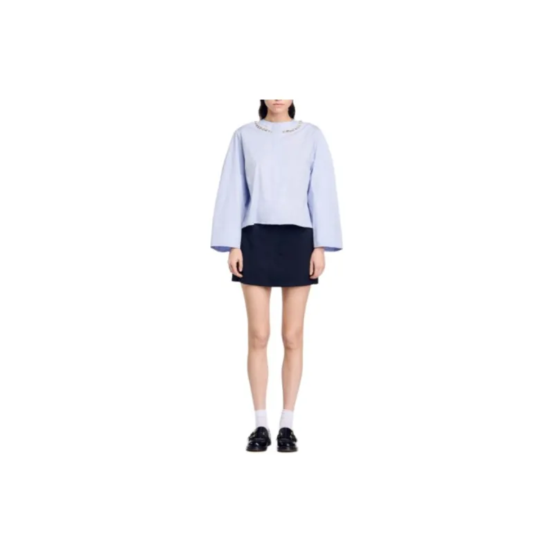 Sandro Crystal neckline Cropped Shirt-3