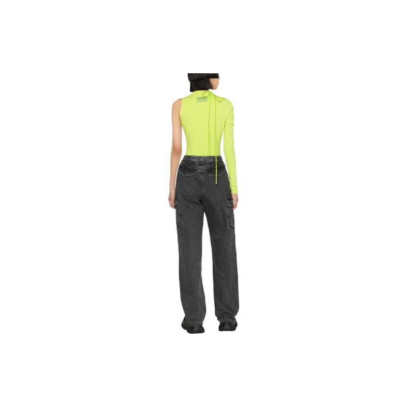 VERSACE JEANS COUTURE Crop Tops Women's Lime Green-2