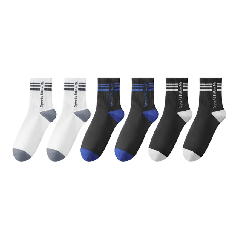 H YXIANG Mid Calf Socks Men's 6 Pack-7