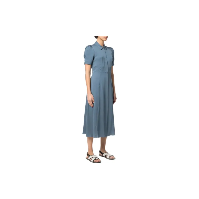 THEORY Short Sleeved Dresses Women's Blue-3