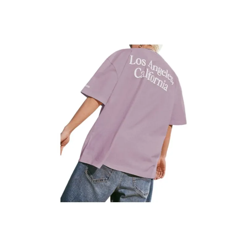 Hollister Drop Shoulder Sleeve T Shirt Unisex Pink Purple-2