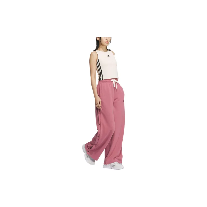 Adidas Originals FW24 WIDE LEG SWEAT Casual Pants Women's Dark Pink-3