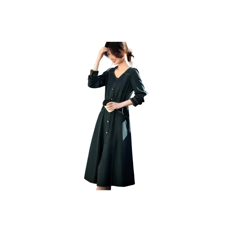XWI Long Sleeved Dresses Women's Denim Blue-1