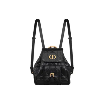 DIOR Caro Lambskin And Calfskin Small Backpack Women's Black