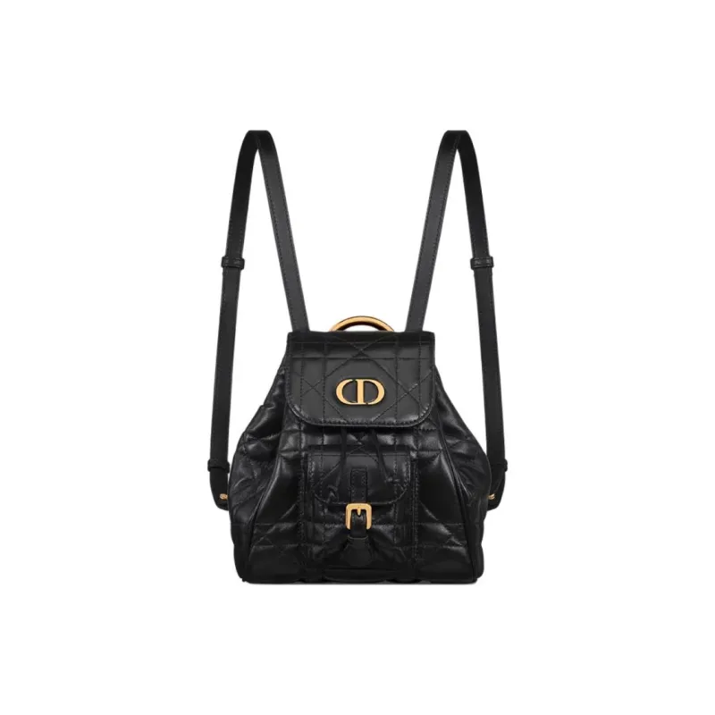 DIOR Caro Lambskin And Calfskin Small Backpack Women's Black-0