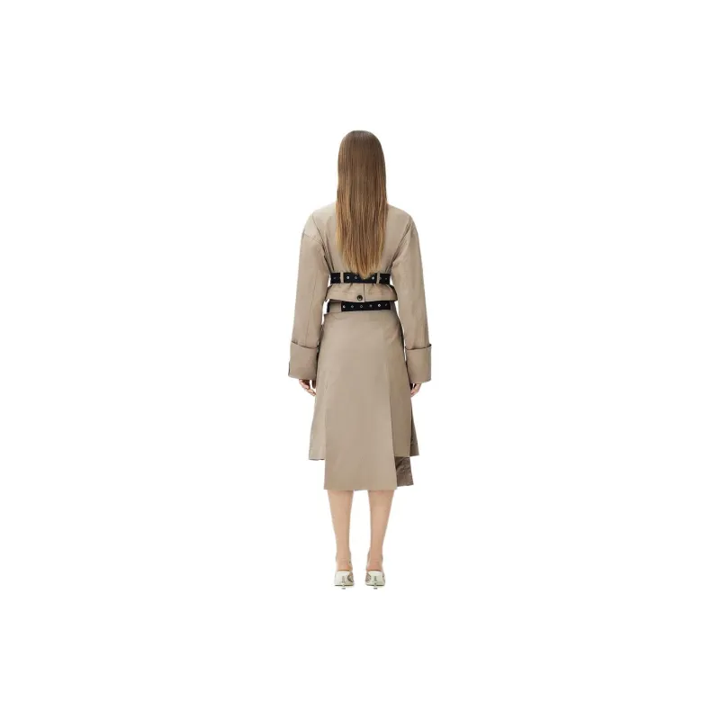 Rokh H&M Belted Twill Skirt Greige/Black-2