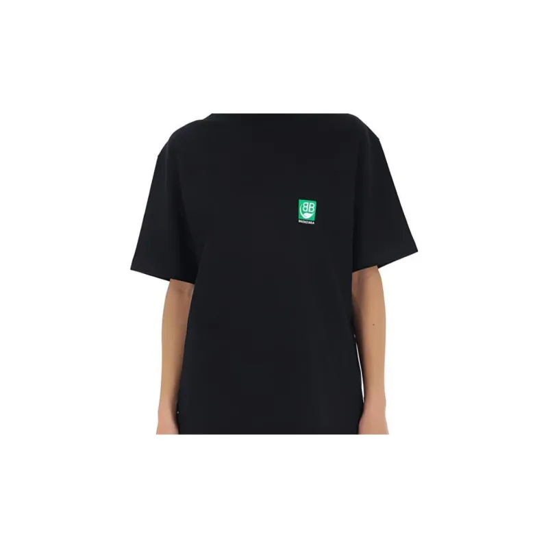 Balenciaga Drop Shoulder Sleeve T Shirt Women's Black Loose Fit-2