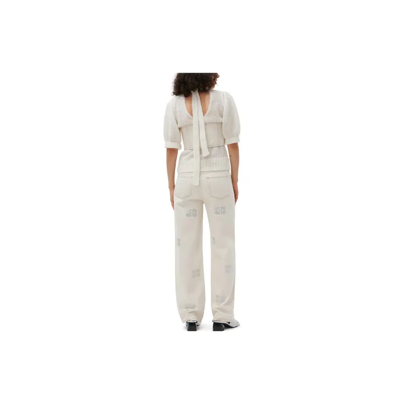 GANNI Sparkle Izey Jeans 'Vanilla Ice'-2