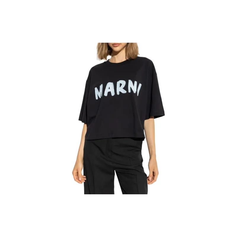 MARNI Logo print Cotton T shirt-3