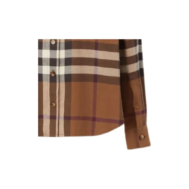Burberry Check Flannel Shirt Dark Birch Brown-5