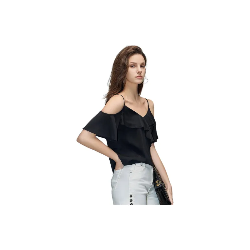 【dme】 Chiffon Shirt Women's Black-3