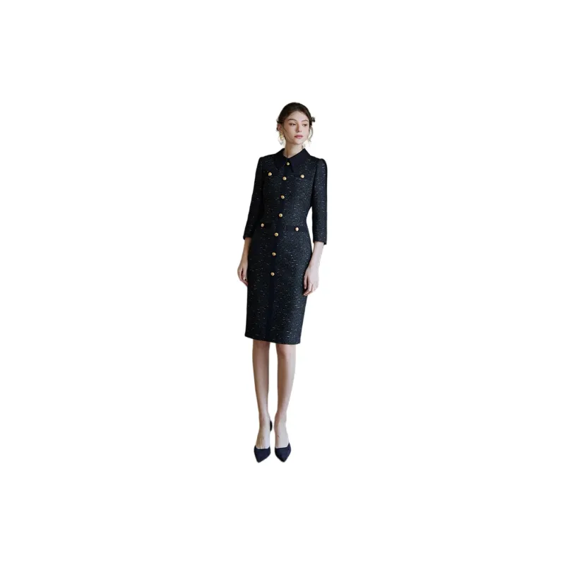 ROEYSHOUSE Long Sleeved Dresses Women's Dark Blue-2