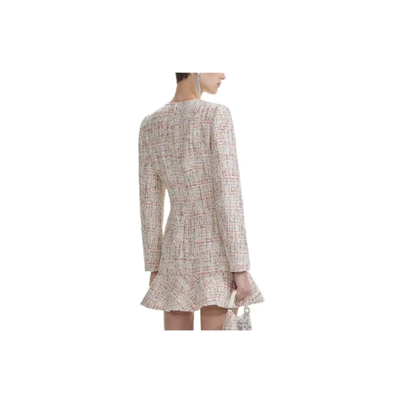 Self-portrait Long-Sleeved Dresses Women's White Multicolor-2