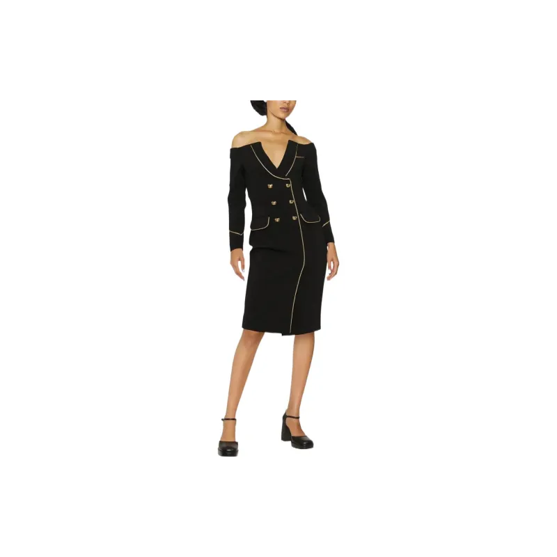 MOSCHINO Teddy Bear buttoned Off shoulder Dress-1