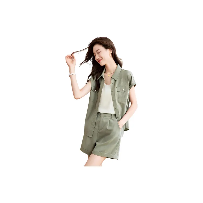 Mo Han Yi Mei Shirt Matching Set Women's Pea Green-1