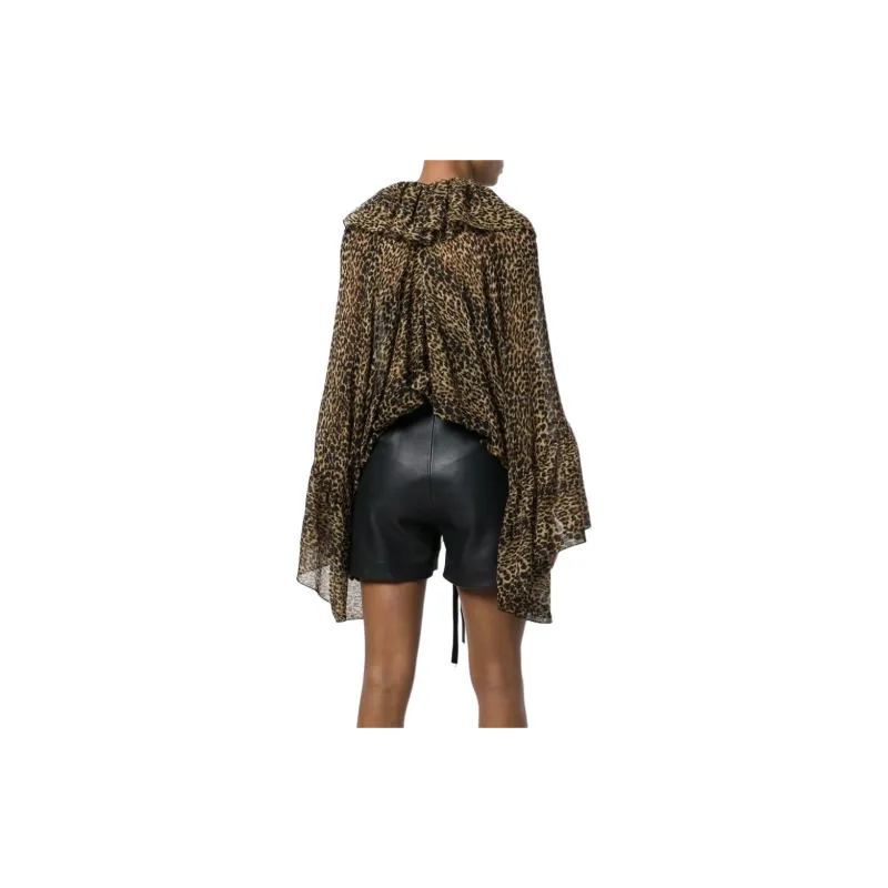 SAINT LAURENT Leopard print Asymmetric Blouse-3