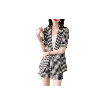 XWI Casual Suit Women's Black White Plaid