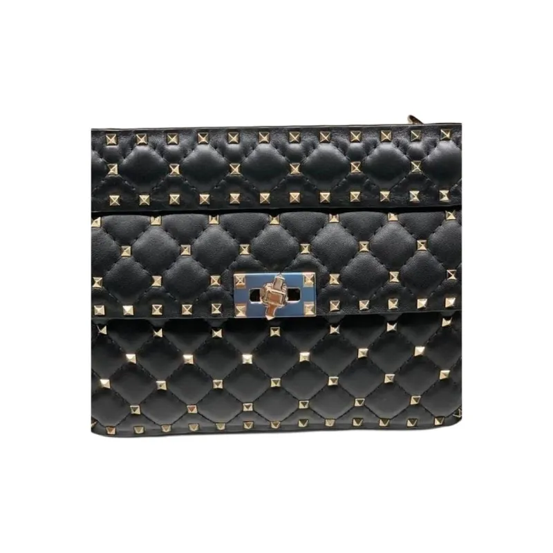 Valentino ROCKSTUD SPIKE Sheepskin Handbag, Crossbody Bag, Shoulder Bag Medium Size Women's Black-7