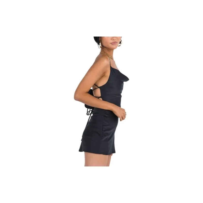 PRINCESS POLLY CELENA MINI DRESS BLACK Slip Dresses Women's BLACK/Black-3