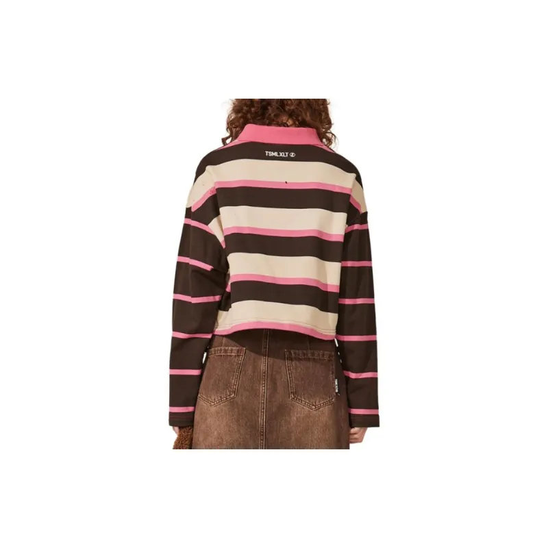 TSMLXLT Polo Shirt Women's Pink Stripes-3
