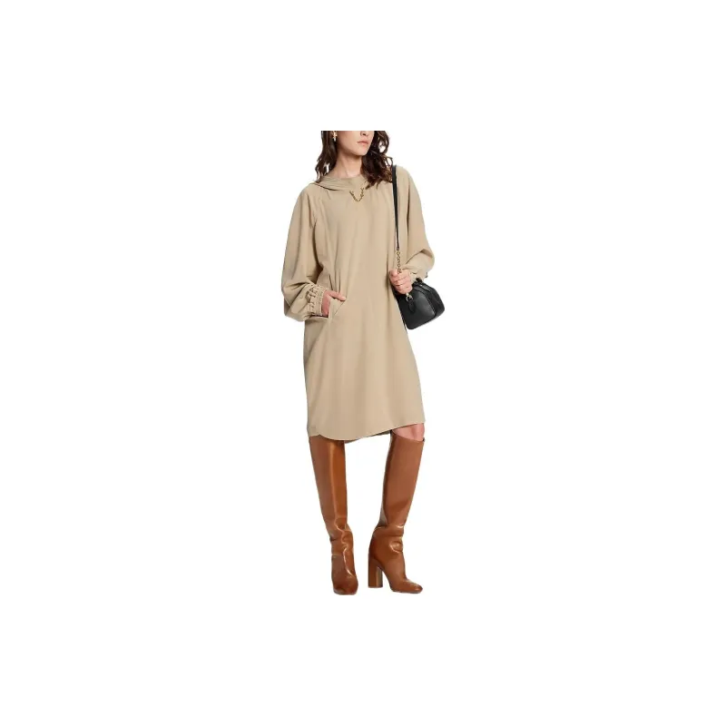 LOUIS VUITTON Long Sleeved Dresses Women's Khaki-1