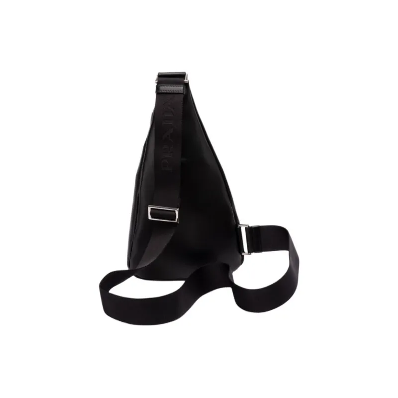 PRADA Leather One Shoulder Crossbody Bag, Sling Bag Men's Black-2
