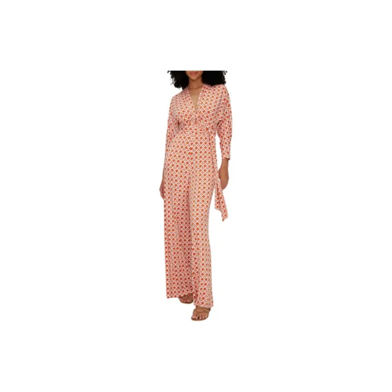 DVF Diane Von Furstenberg SS24 Jumpsuit Women's Honey Orange-3