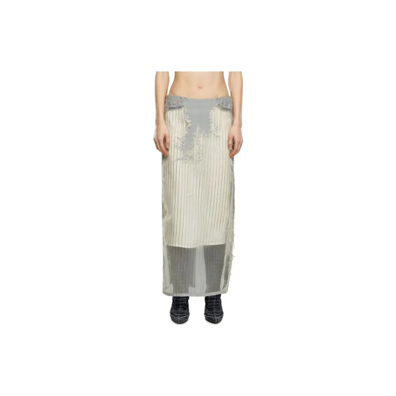 DIESEL SS24 Denim Long Skirt Women's White-2