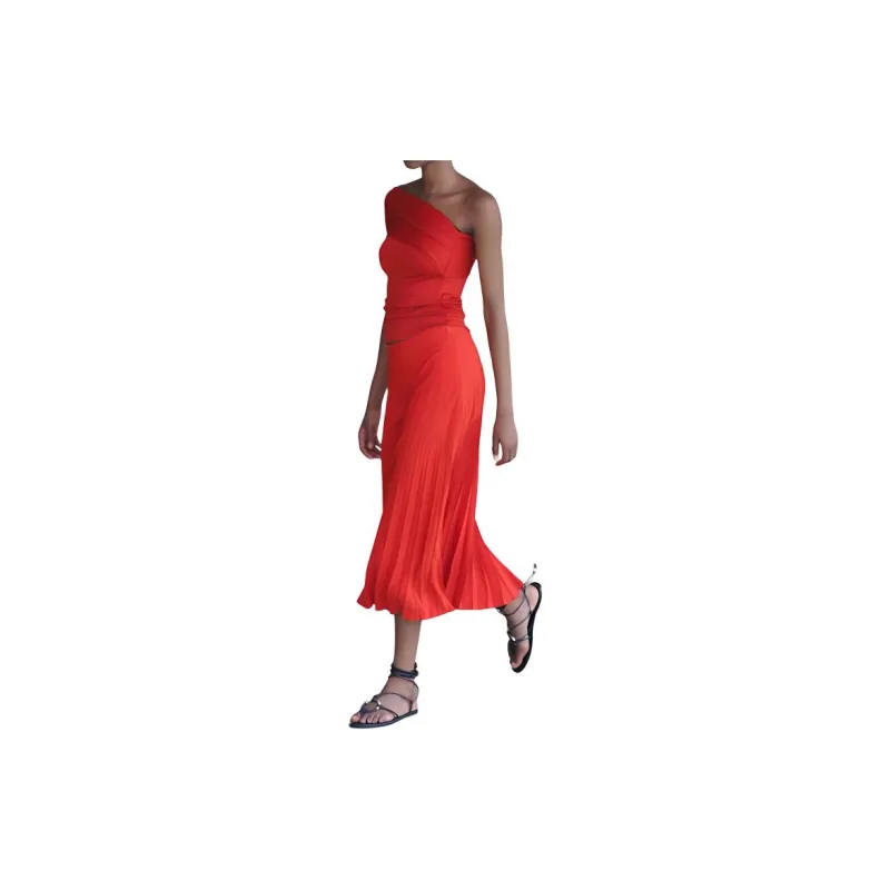 ZARA Tank Tops Women's Red-4