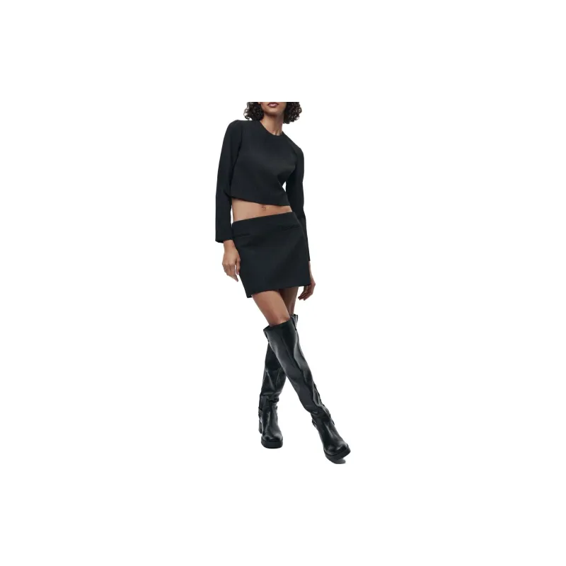 ZARA Crop Tops Women's Black-2