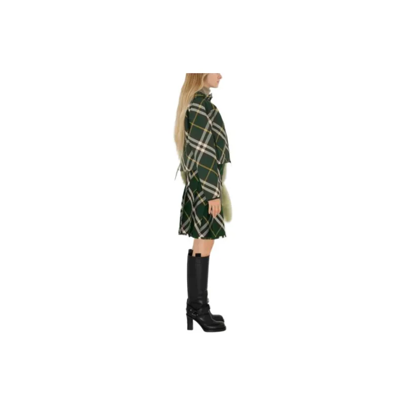 Burberry Check Pattern Zip Up Hooded Cropped Jacket-4